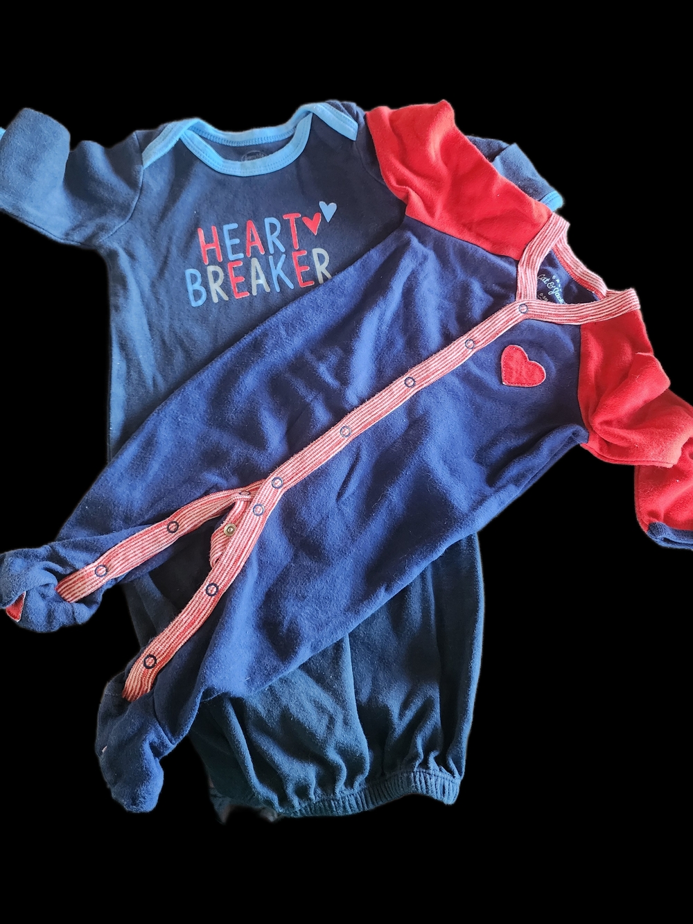 FRIENDS/ Cat & Jack Navy and Red Heart Baby Pajama Set - "Heart Breaker"